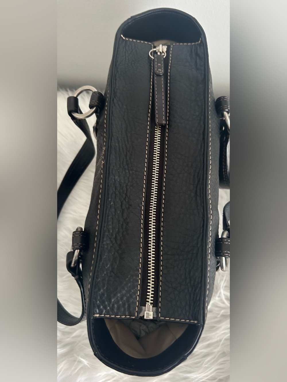 Coach Soho Black Pebbled Leather Buckle Tote Shoulder Bag Silver Hardware F12339 - Picture 8 of 13